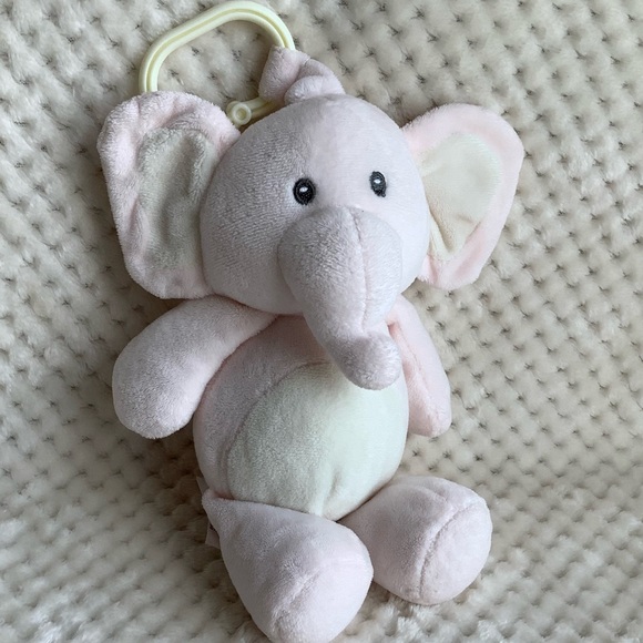 KELLYTOY Plush Pink Elephant Rattle Crinkle Ears Embroidered Eyes Stuffed Animal - Picture 3 of 9